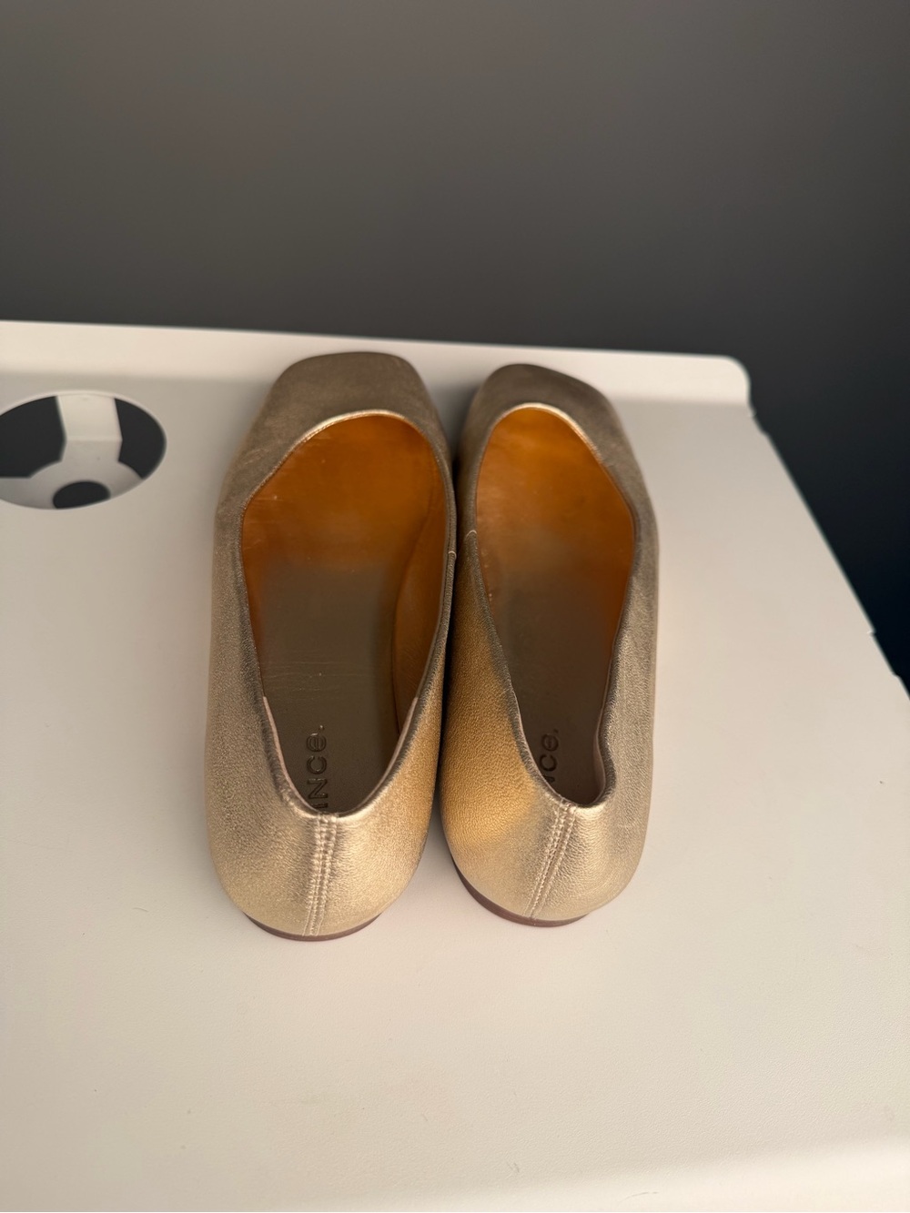 Vince Metallic Gold Leather Ballet Flats - Picture 3 of 6